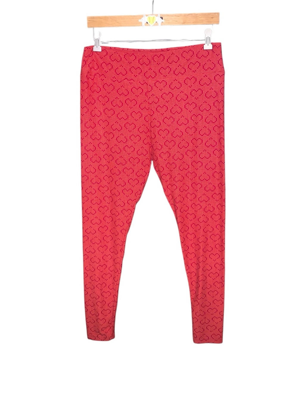 Lularoe Red Heart Print Pull On Leggings Full Length